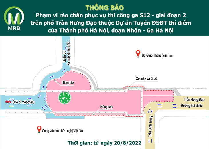 Tổ chức lại giao thông, chắn đường nhiều tuyến phố để thi công dự án metro Nhổn - ga Hà Nội - Ảnh 1.