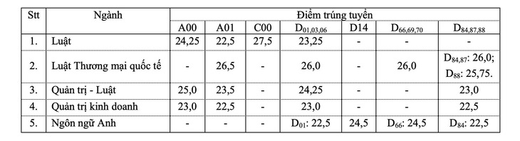 Điểm chuẩn Trường đại học Luật TP.HCM: 22,5 - 27,5 điểm - Ảnh 2.