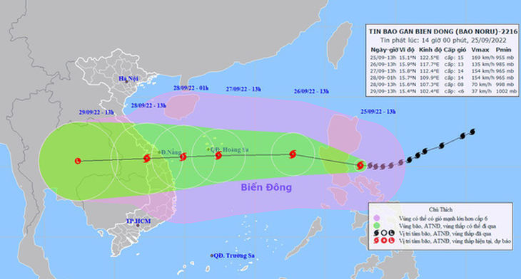 Từ chiều và đêm 27-9, bão Noru ảnh hưởng đến Trung Bộ, có nhiều dự báo cấp độ bão - Ảnh 2.