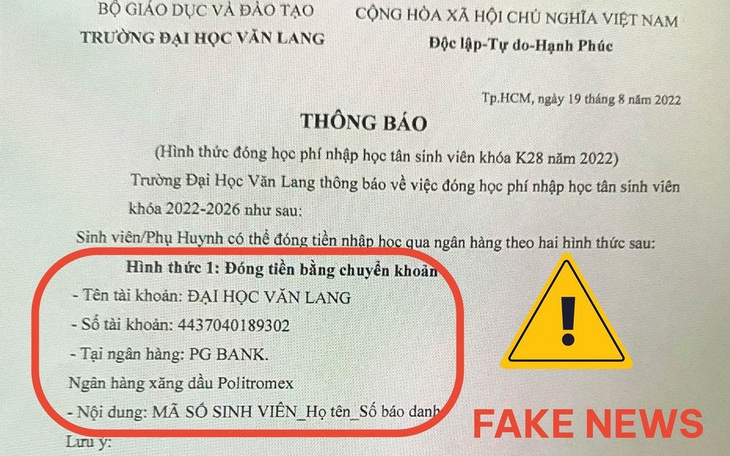 Mạo danh trường đại học gọi điện thoại cho sinh viên để lừa đảo - Ảnh 3.