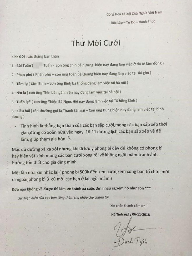 Những chiếc thư mời hỉ nộ ái ố khiến netizen đập bàn cười ha hả - Ảnh 4. Những chiếc thư mời hỉ nộ ái ố khiến netizen đập bàn cười ha hả - Ảnh 4.