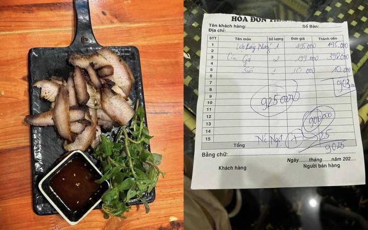 Đĩa thịt heo vài lát của nhà hàng 