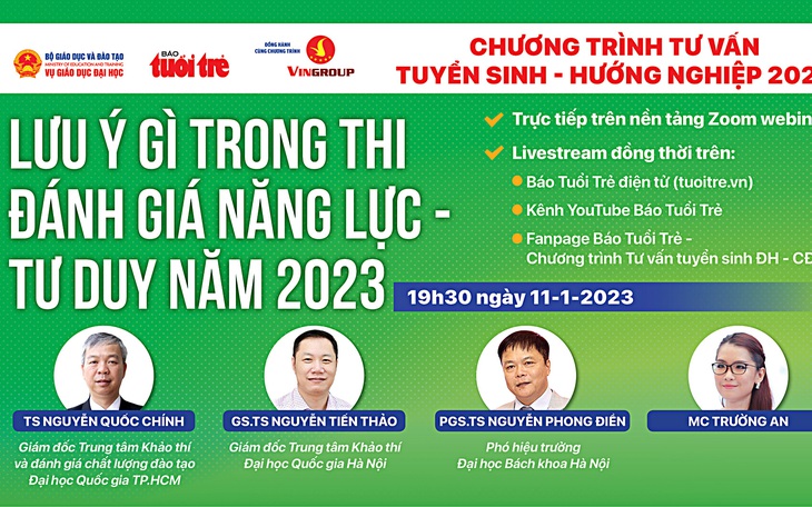 Tối 11-1, tư vấn tuyển sinh - hướng nghiệp trực tuyến: Thi đánh giá năng lực năm 2023, lưu ý gì?