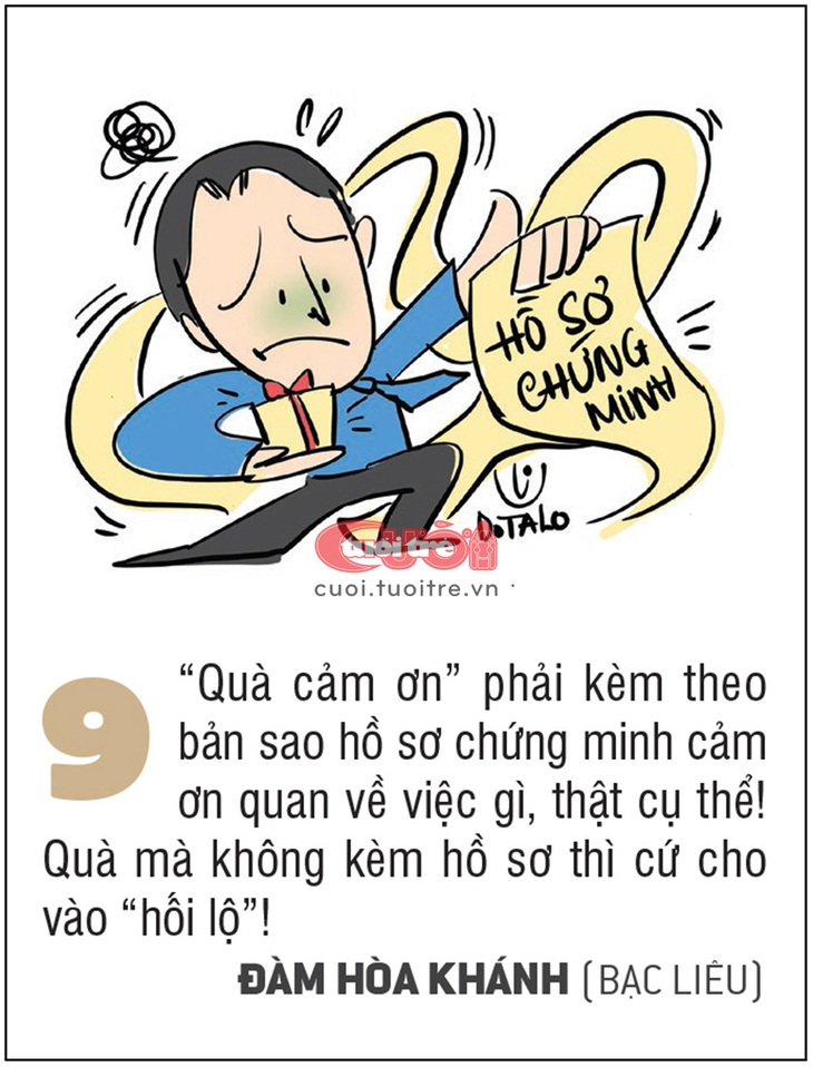 “Quà cảm ơn” phải kèm theo bản sao hồ sơ chứng minh cảm ơn quan về việc gì, thật cụ thể!