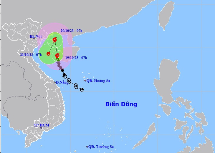 Đường đi của bão số 5 - Ảnh: Trung tâm Dự báo khí tượng thủy văn quốc gia