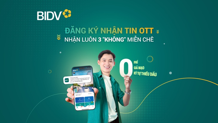 Nhận biến động số dư với mức phí 0 đồng tại BIDV - Ảnh: BIDV