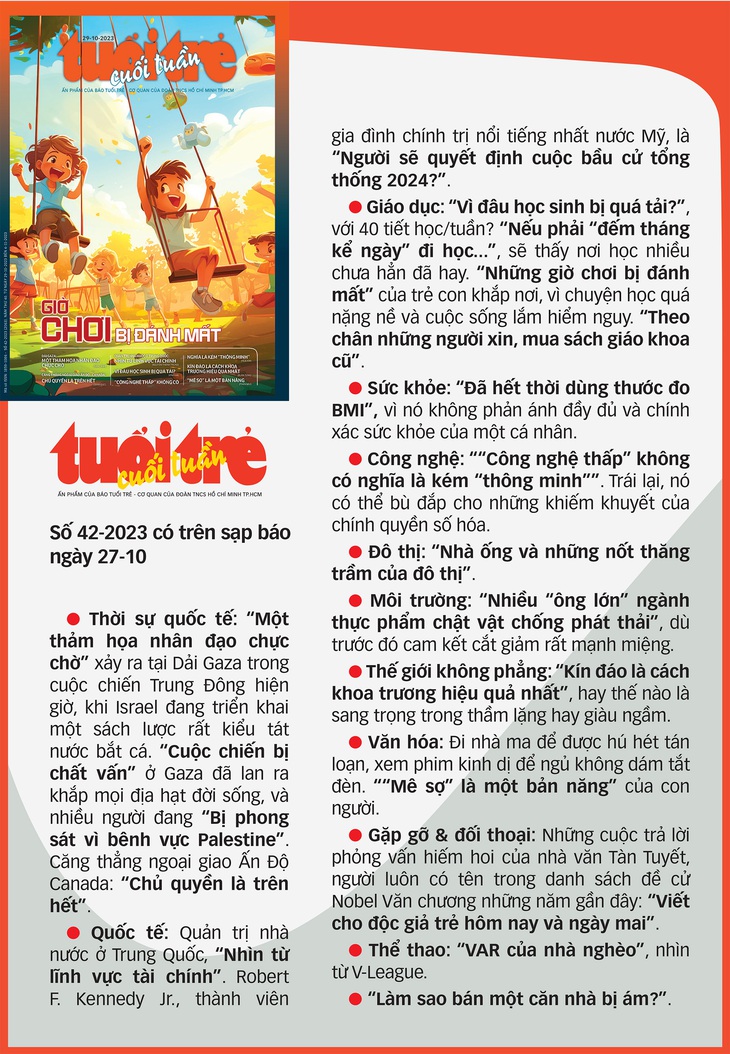Tuổi Trẻ Cuối Tuần số 42-2023: 'Giờ chơi bị đánh mất' - Ảnh 2.