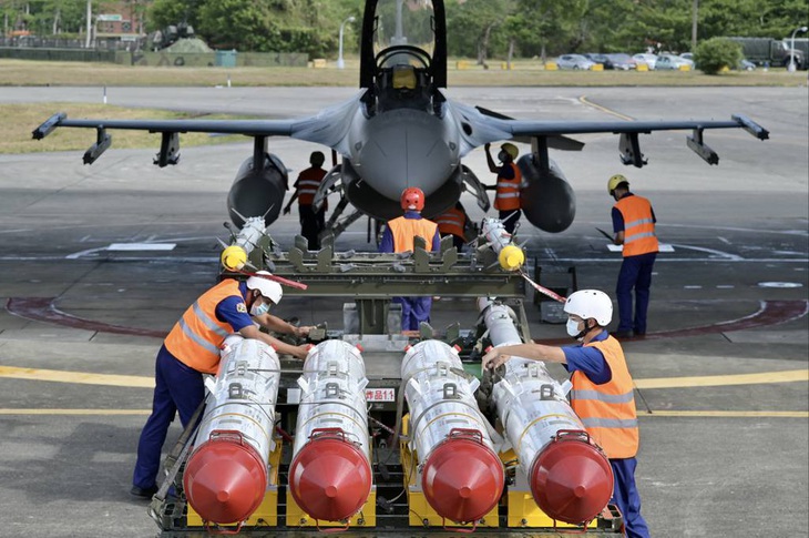 Tên lửa chống hạm Harpoon do Mỹ sản xuất trong lực lượng phòng vệ Đài Loan - Ảnh: AFP