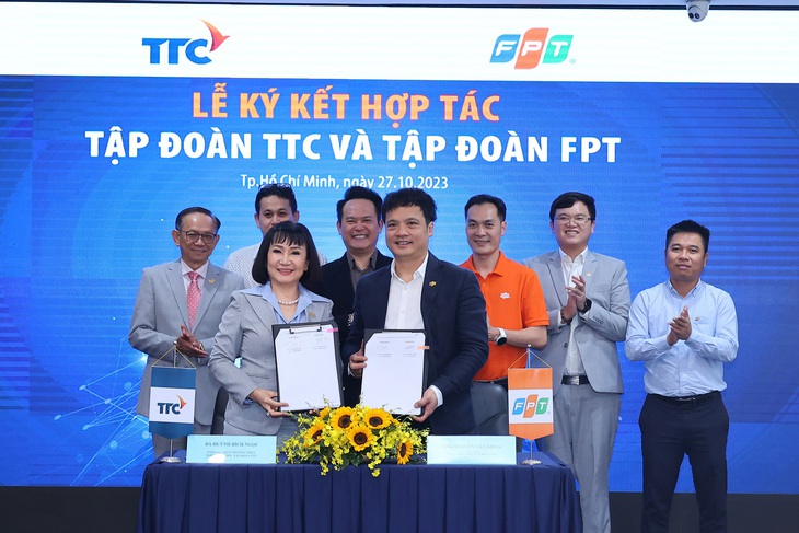 Lễ ký kết đánh dấu một bước phát triển mới trong quan hệ đối tác giữa TTC và FPT, đem đến nhiều cơ hội cho hai doanh nghiệp, góp phần thúc đẩy sự tăng trưởng và phát triển bền vững - Ảnh: Đ.H.