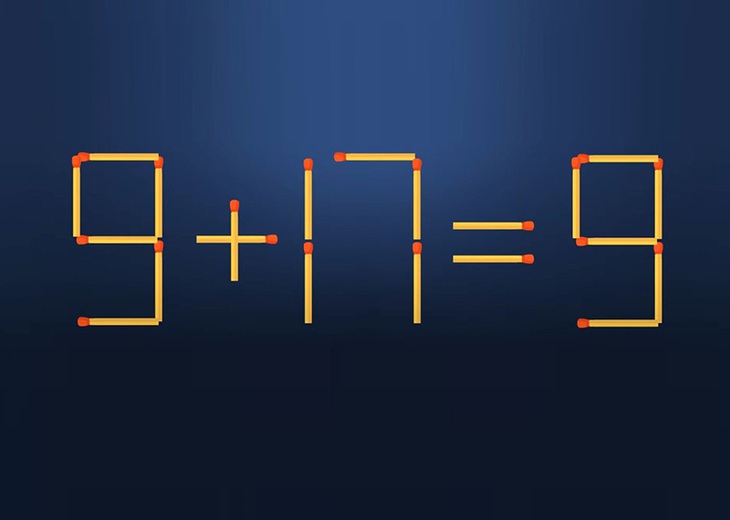 Thử tài IQ: Di chuyển một que diêm để 9 17=9 thành phép tính đúng - Ảnh 1. Thử tài IQ: Di chuyển một que diêm để 9 17=9 thành phép tính đúng - Ảnh 1.