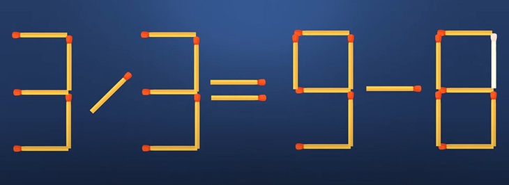 Thử tài IQ: Di chuyển một que diêm để 3x3=9-6 thành phép tính đúng - Ảnh 1.