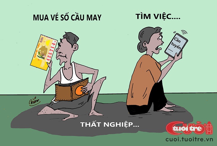 &quot;Cầu may&quot; thời kinh tế khó khăn - Tranh: Bùi Thanh Tâm