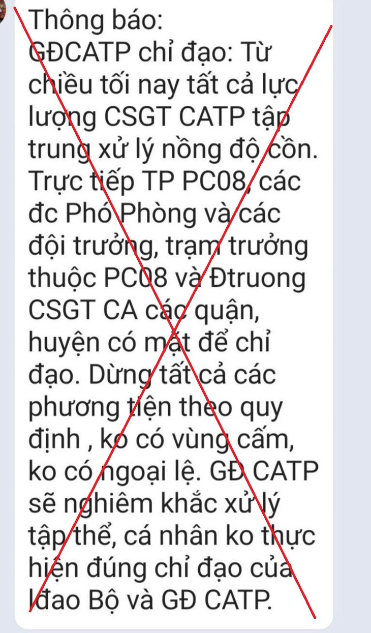 Nội dung &quot;thông báo&quot; lan truyền trên mạng xã hội không đúng sự thật - Ảnh chụp màn hình