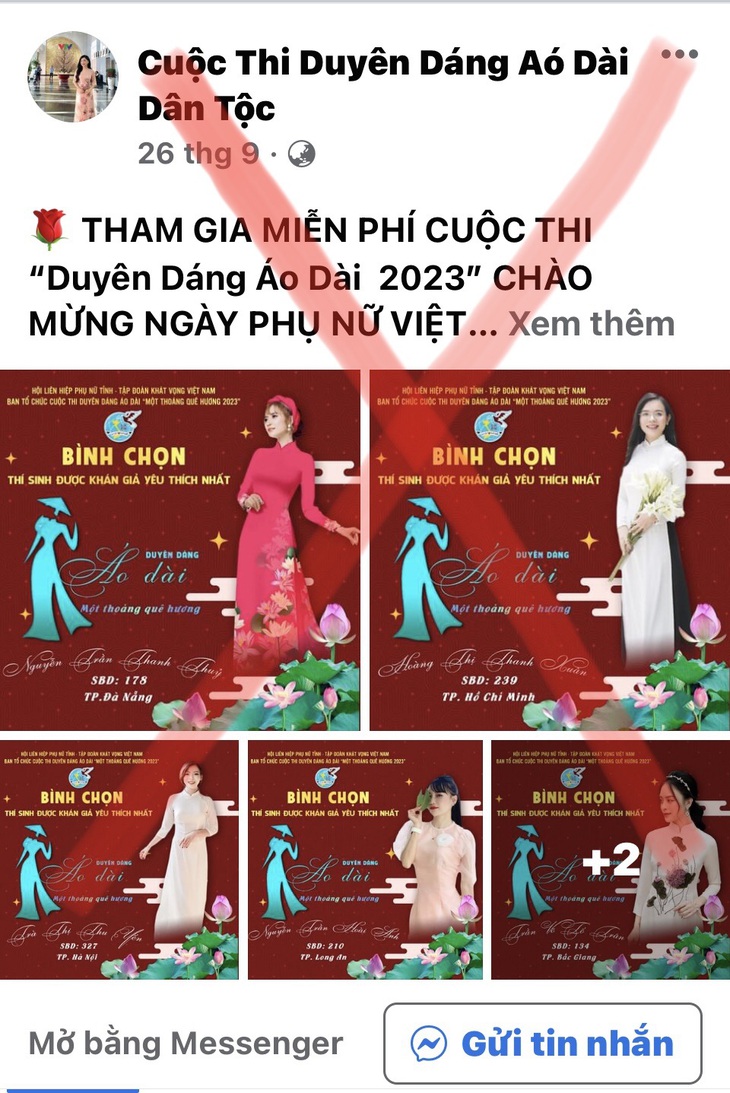 Hội viên phụ nữ cẩn trọng khi tham gia các cuộc thi &quot;quảng cáo&quot; qua mạng xã hội để tránh tiền mất tật mang - Ảnh chụp màn hình