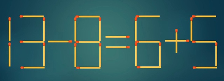 Thử tài IQ: Di chuyển một que diêm để 13-8=6+5 thành phép tính đúng - Ảnh 1. Thử tài IQ: Di chuyển một que diêm để 13-8=6+5 thành phép tính đúng - Ảnh 1.