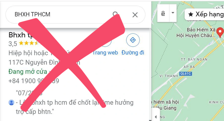 Số điện thoại trên là không đúng