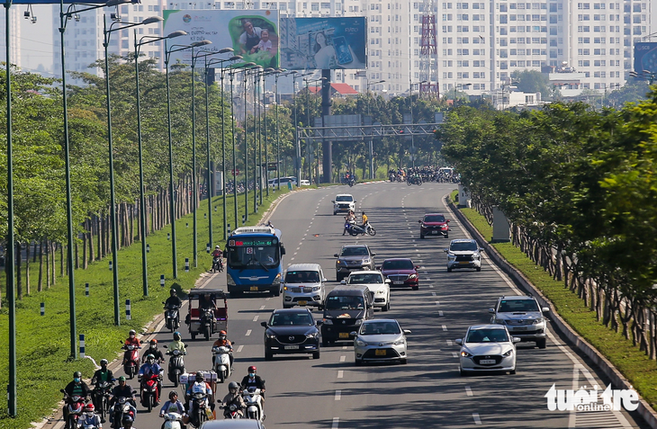 Các chiến sĩ Đội cảnh sát giao thông Hàng Xanh tiếp cận nam thanh niên nghi ngáo đá - Ảnh: CHÂU TUẤN