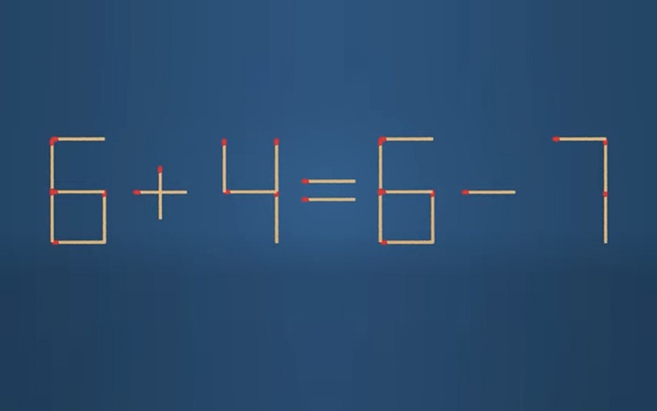 Thử tài IQ: Di chuyển một que diêm để 6+4=6-7 thành phép tính đúng - Ảnh 1. Thử tài IQ: Di chuyển một que diêm để 6+4=6-7 thành phép tính đúng - Ảnh 1.