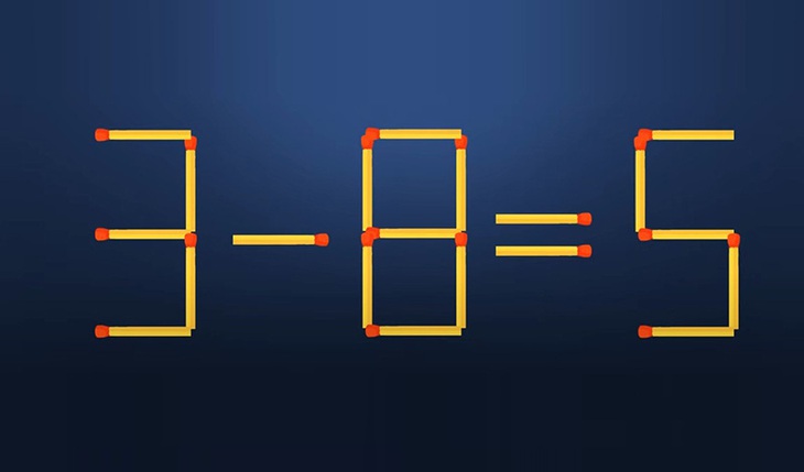 Thử tài IQ: Di chuyển một que diêm để 3-8=5 thành phép tính đúng - Ảnh 1. Thử tài IQ: Di chuyển một que diêm để 3-8=5 thành phép tính đúng - Ảnh 1.