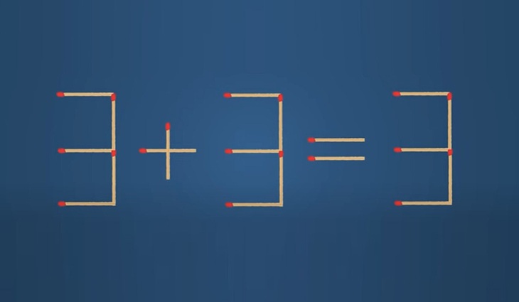 Thử tài IQ: Di chuyển một que diêm để 3+3=3 thành phép tính đúng - Ảnh 1. Thử tài IQ: Di chuyển một que diêm để 3+3=3 thành phép tính đúng - Ảnh 1.