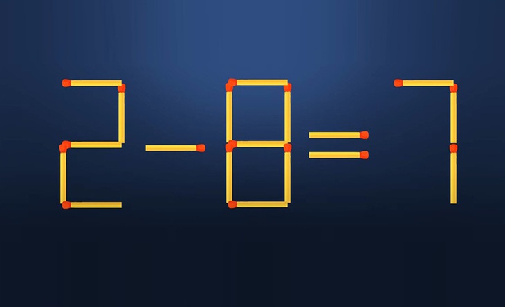 Thử tài IQ: Di chuyển một que diêm để 2-8=7 thành phép tính đúng - Ảnh 1. Thử tài IQ: Di chuyển một que diêm để 2-8=7 thành phép tính đúng - Ảnh 1.