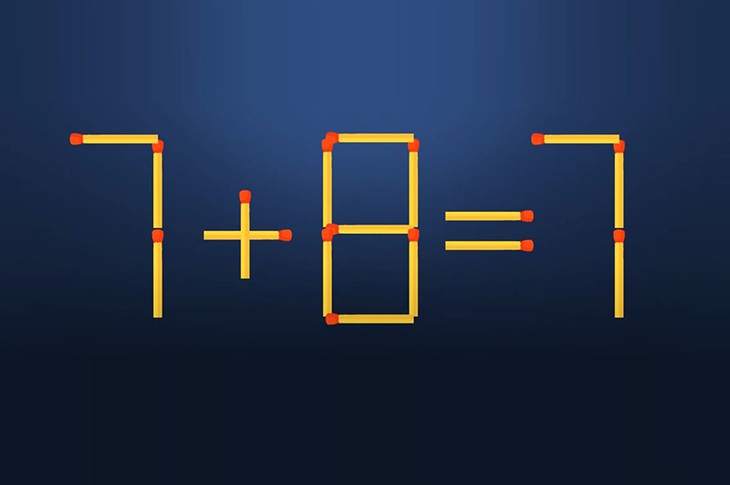 Thử tài IQ: Di chuyển một que diêm để 7+8=7 thành phép tính đúng - Ảnh 1. Thử tài IQ: Di chuyển một que diêm để 7+8=7 thành phép tính đúng - Ảnh 1.