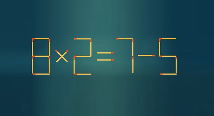 Thử tài IQ: Di chuyển một que diêm để 8x2=7-5 thành phép tính đúng - Ảnh 1. Thử tài IQ: Di chuyển một que diêm để 8x2=7-5 thành phép tính đúng - Ảnh 1.