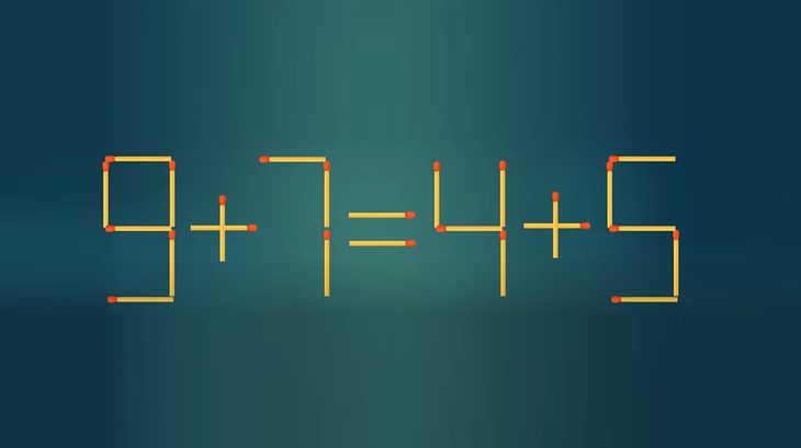 Thử tài IQ: Di chuyển một que diêm để 9+7=4+5 thành phép tính đúng - Ảnh 1. Thử tài IQ: Di chuyển một que diêm để 9+7=4+5 thành phép tính đúng - Ảnh 1.