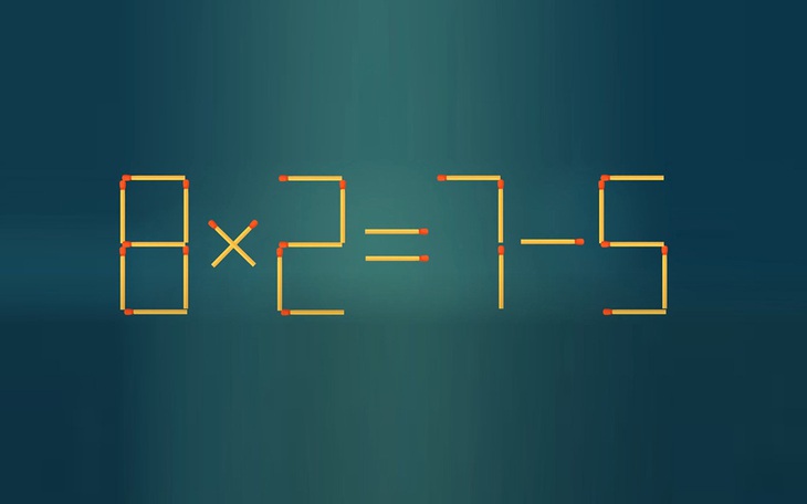 Thử tài IQ: Di chuyển một que diêm để 8x2=7-5 thành phép tính đúng