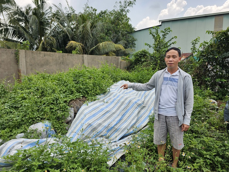 Ông Toại trên thửa đất xin tách thửa ở đường Vườn Lài, phường An Phú Đông, quận 12, TP.HCM - Ảnh: ÁI NHÂN