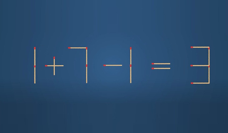 Thử tài IQ: Di chuyển một que diêm để 1 7-1=3 thành phép tính đúng - Ảnh 1. Thử tài IQ: Di chuyển một que diêm để 1 7-1=3 thành phép tính đúng - Ảnh 1.