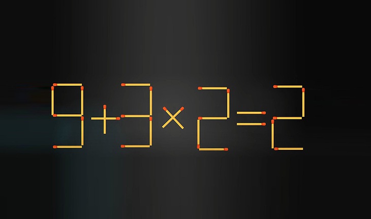 Thử tài IQ: Di chuyển một que diêm để 9+3x2=2 thành phép tính đúng - Ảnh 1. Thử tài IQ: Di chuyển một que diêm để 9+3x2=2 thành phép tính đúng - Ảnh 1.