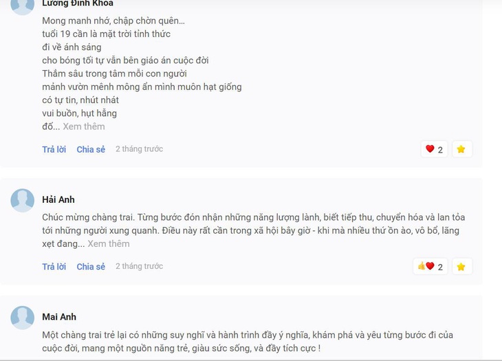 Độc giả của báo Tuổi Trẻ tương tác sôi nổi trên các bài dự thi của thí sinh tham gia cuộc thi Lan tỏa năng lượng tích cực lần 4