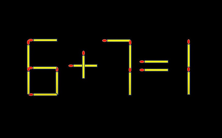 Thử tài IQ: Di chuyển một que diêm để 6+7=1 thành phép tính đúng