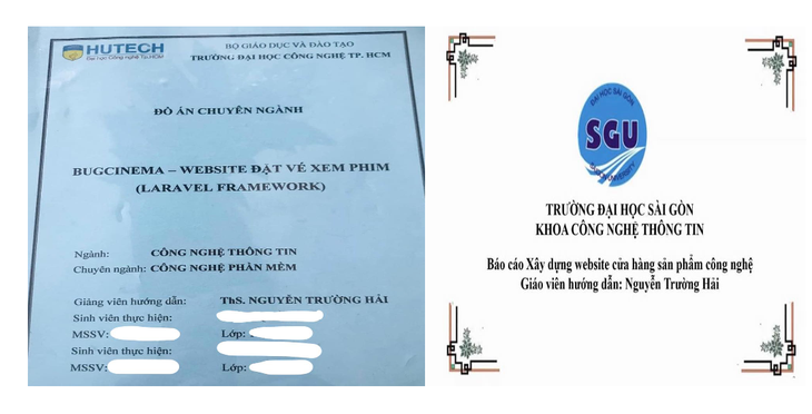 Các đồ án của sinh viên do ông Nguyễn Trường Hải hướng dẫn 