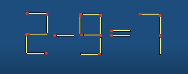 Thử tài IQ: Di chuyển một que diêm để 2-9=7 thành phép tính đúng- Ảnh 1.