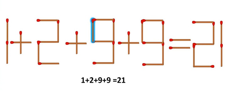 Thử tài IQ: Di chuyển một que diêm để 1+2+3+8=21 thành phép tính đúng- Ảnh 2.