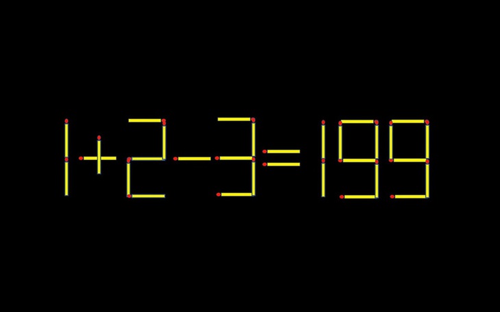 Thử tài IQ: Di chuyển một que diêm để 1+2-3=199 thành phép tính đúng