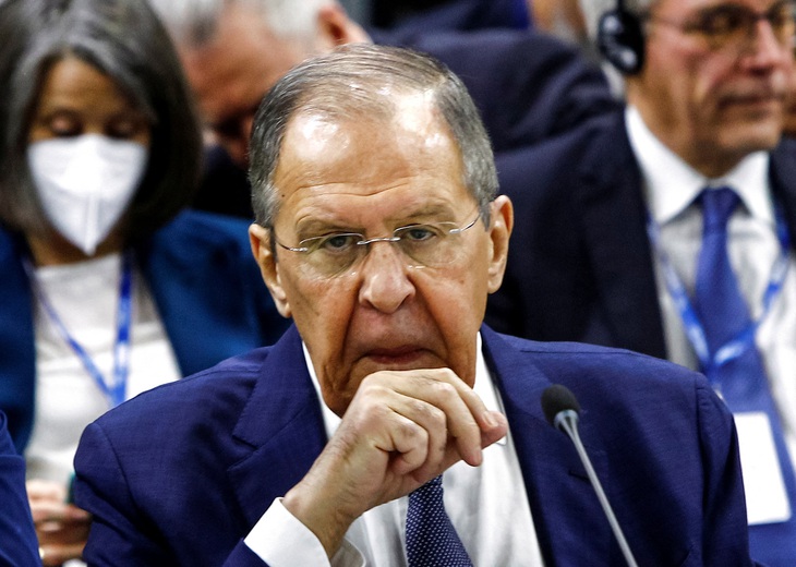 Ngoại trưởng Nga Sergei Lavrov dự cuộc họp của Tổ chức An ninh và Hợp tác châu Âu (OSCE) ở Bắc Macedonia ngày 30-11 - Ảnh: REUTERS