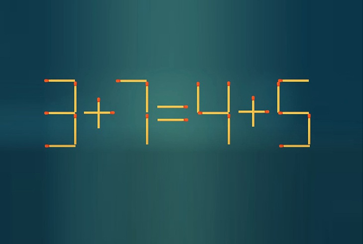 Thử tài IQ: Di chuyển một que diêm để 3+7=4+5 thành phép tính đúng - Ảnh 1. Thử tài IQ: Di chuyển một que diêm để 3+7=4+5 thành phép tính đúng - Ảnh 1.