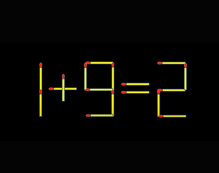 Thử tài IQ: Di chuyển một que diêm để 1+9=2 thành phép tính đúng - Ảnh 1. Thử tài IQ: Di chuyển một que diêm để 1+9=2 thành phép tính đúng - Ảnh 1.