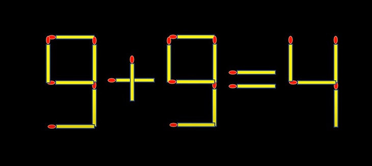 Thử tài IQ: Di chuyển một que diêm để 9+9=4 thành phép tính đúng- Ảnh 1.