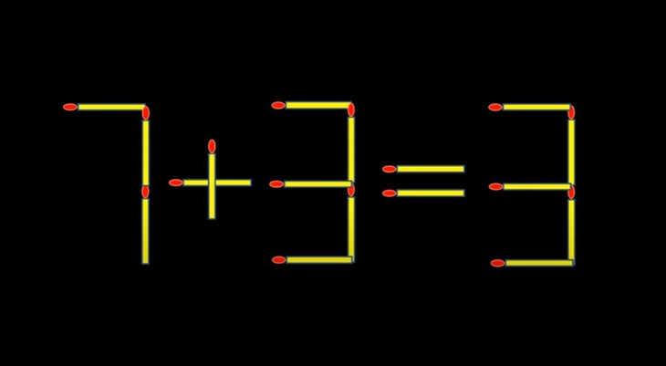 Thử tài IQ: Di chuyển hai que diêm để 7+3=3 thành phép tính đúng- Ảnh 1.