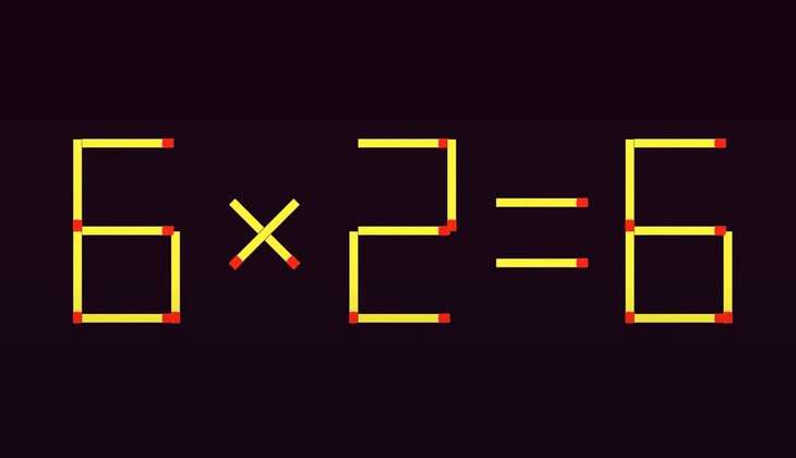 Thử tài IQ: Di chuyển hai que diêm để 6x2=6 thành phép tính đúng- Ảnh 1. Thử tài IQ: Di chuyển hai que diêm để 6x2=6 thành phép tính đúng- Ảnh 1.