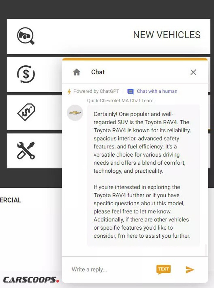 Trí thông minh nhân tạo khuyên người dùng mua đủ loại xe... trừ xe Chevrolet, chẳng hạn Toyota RAV4 như trong ảnh - Ảnh: Carscoops