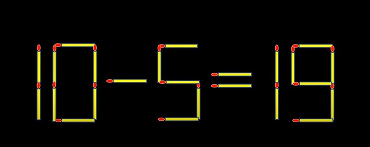 Thử tài IQ: Di chuyển một que diêm để 10-5=19 thành phép tính đúng- Ảnh 1.