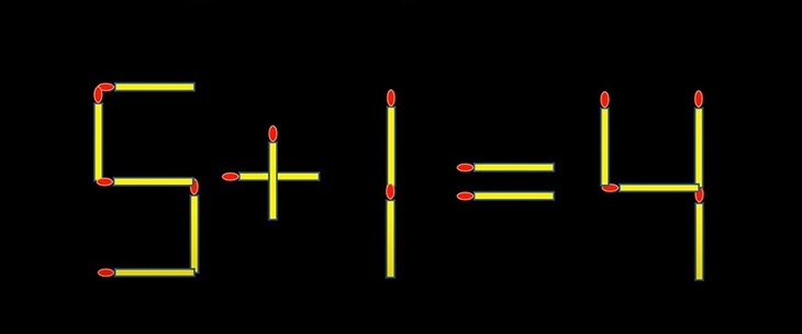 Thử tài IQ: Di chuyển một que diêm để 5+1=4 thành phép tính đúng- Ảnh 1.