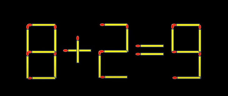 Thử tài IQ: Di chuyển một que diêm để 8+2=9 thành phép tính đúng- Ảnh 1.