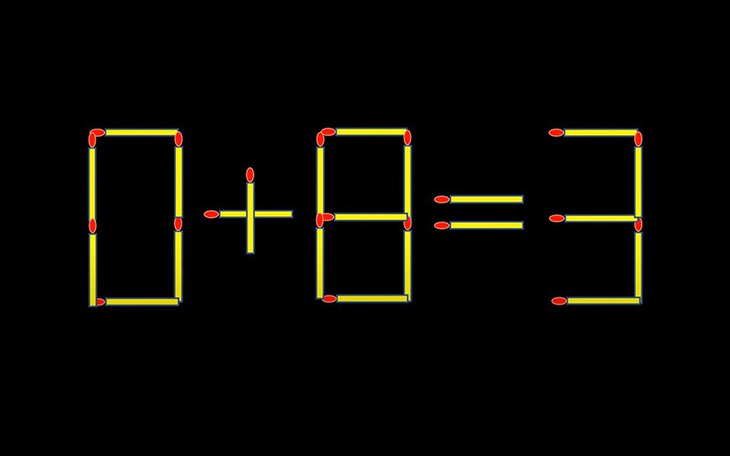 Thử tài IQ: Di chuyển một que diêm để 0+8=3 thành phép tính đúng