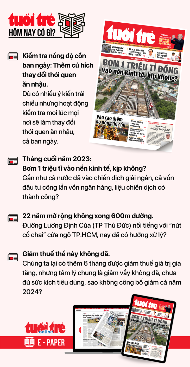 Tin tức chính trên Tuổi Trẻ nhật báo hôm nay 3-12. Để đọc Tuổi Trẻ báo in phiên bản E-paper, mời bạn đăng ký Tuổi Trẻ Sao TẠI ĐÂY